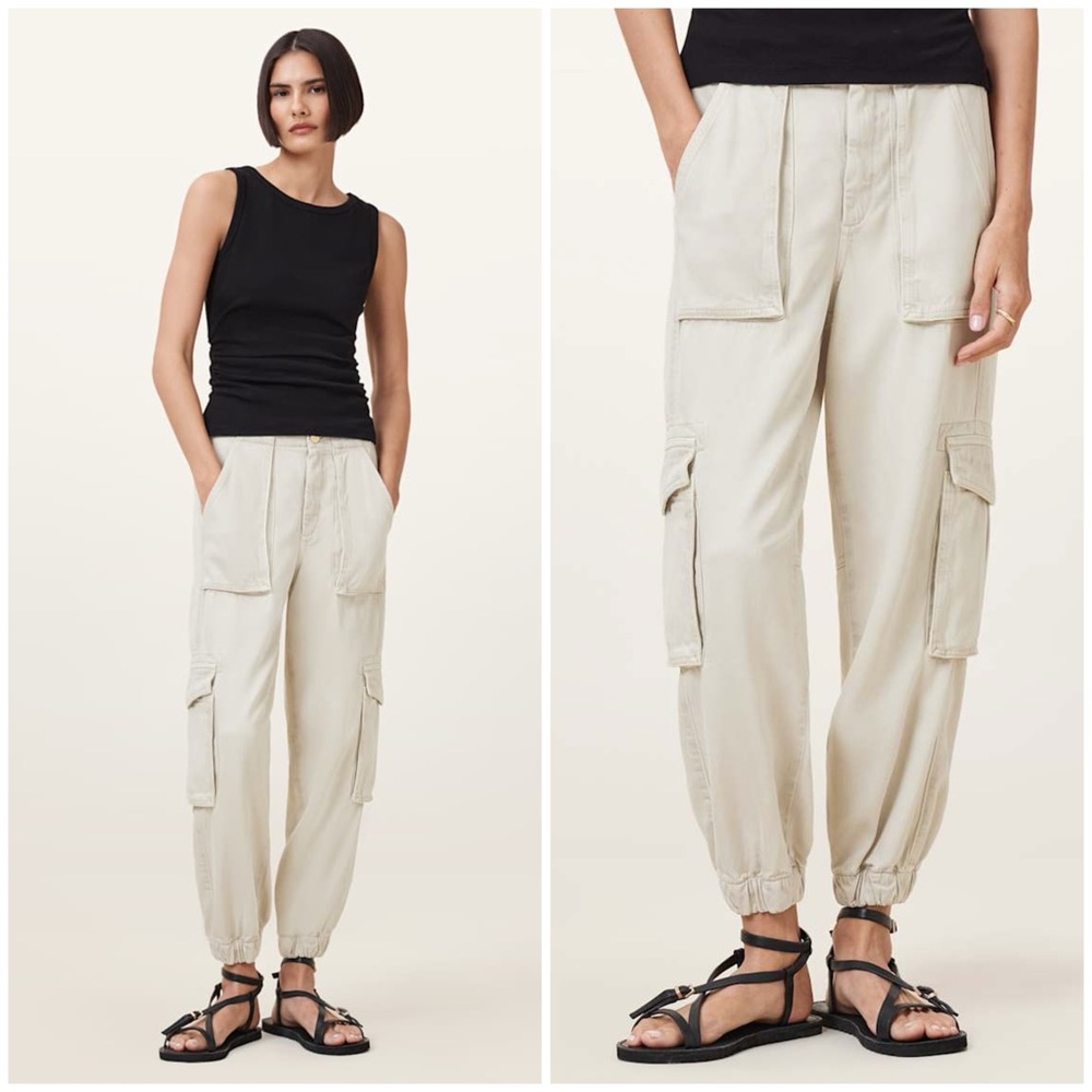 AllSaints Women's Beige Cargo Jogger Pants